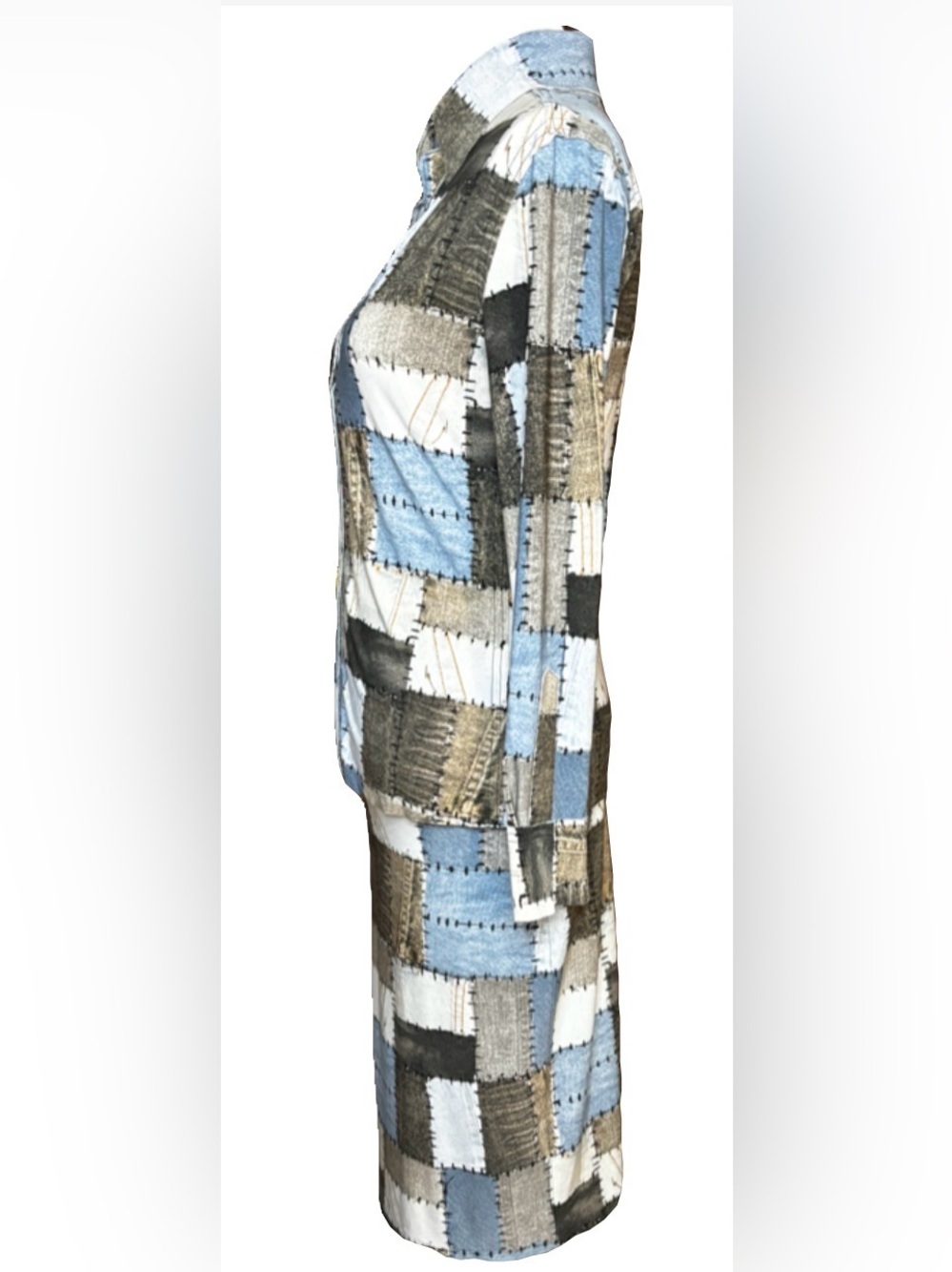 Norma Kamali Kamalikulture Patchwork Set XS Designer Top & Midi Skirt NWOT - Picture 4 of 11